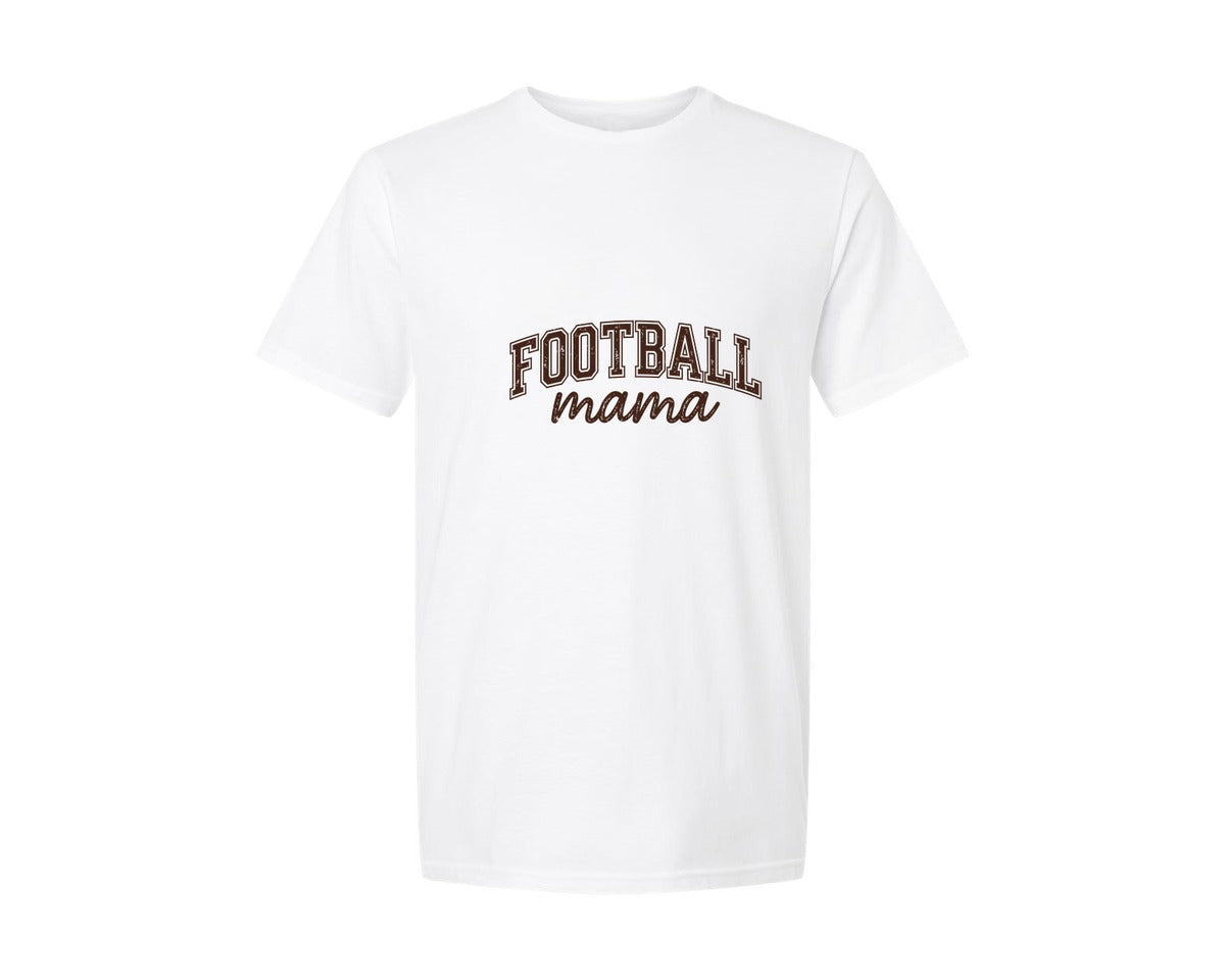 brand:Generic|color:White|Football Mama Distressed Text Design Graphic T-Shirt