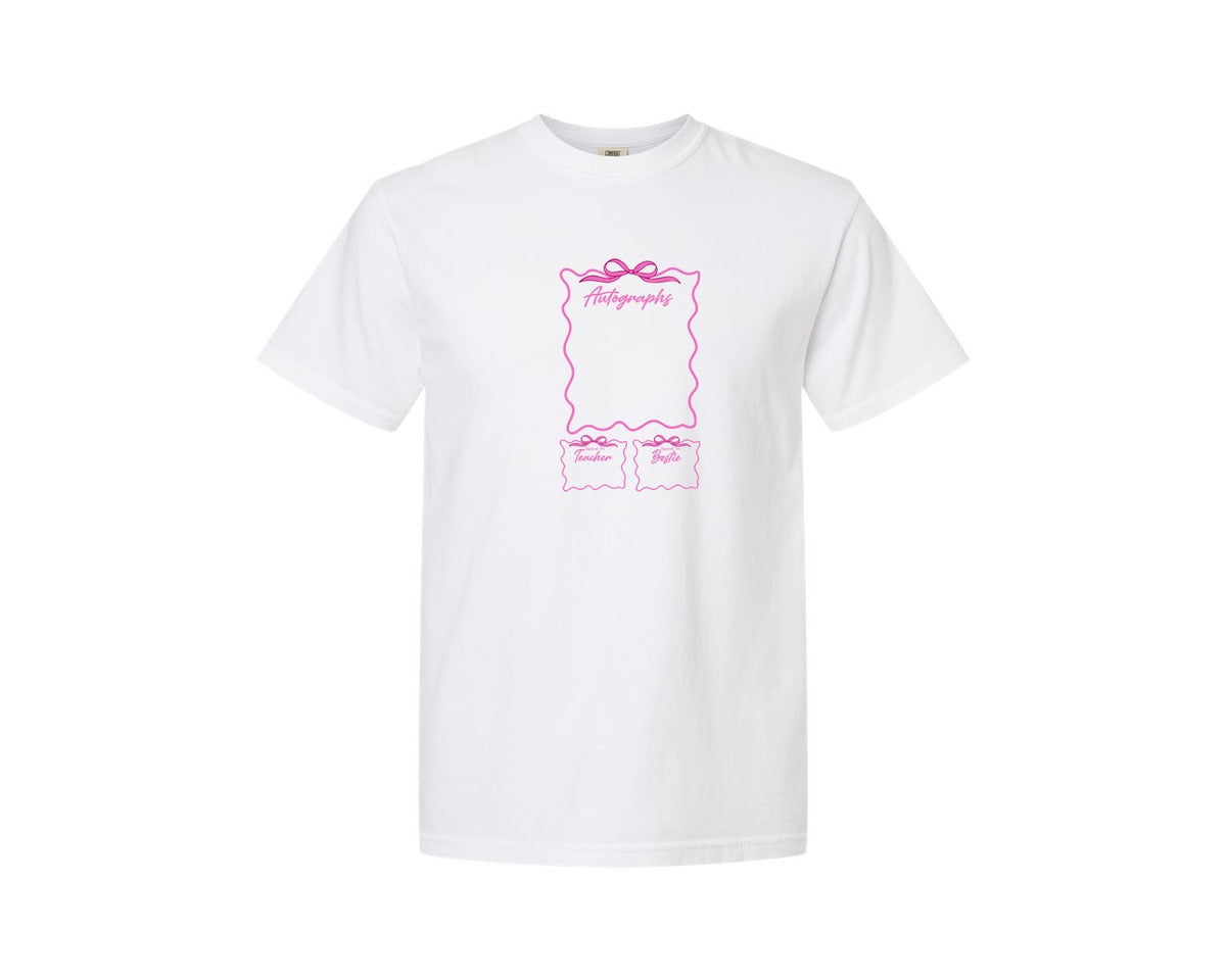 brand:Comfort Colors|color:White|Last Day Autographs School Graphic T-Shirt