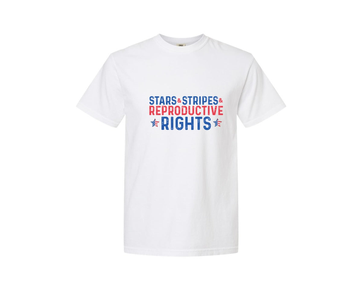 brand:Comfort Colors|color:White|Stars Stripes Reproductive Rights 7 Graphic T-Shirt