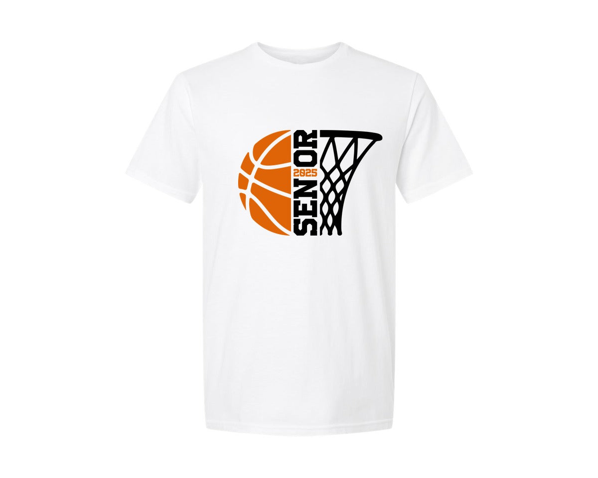 brand:Generic|color:White|Senior Basketball 2025 Game Day Graphic T-Shirt