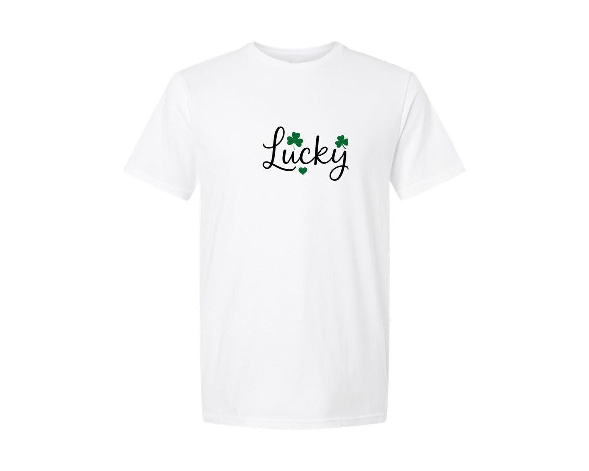 brand:Generic|color:White|Shamrock Heart Minimal St Patricks Graphic T-Shirt