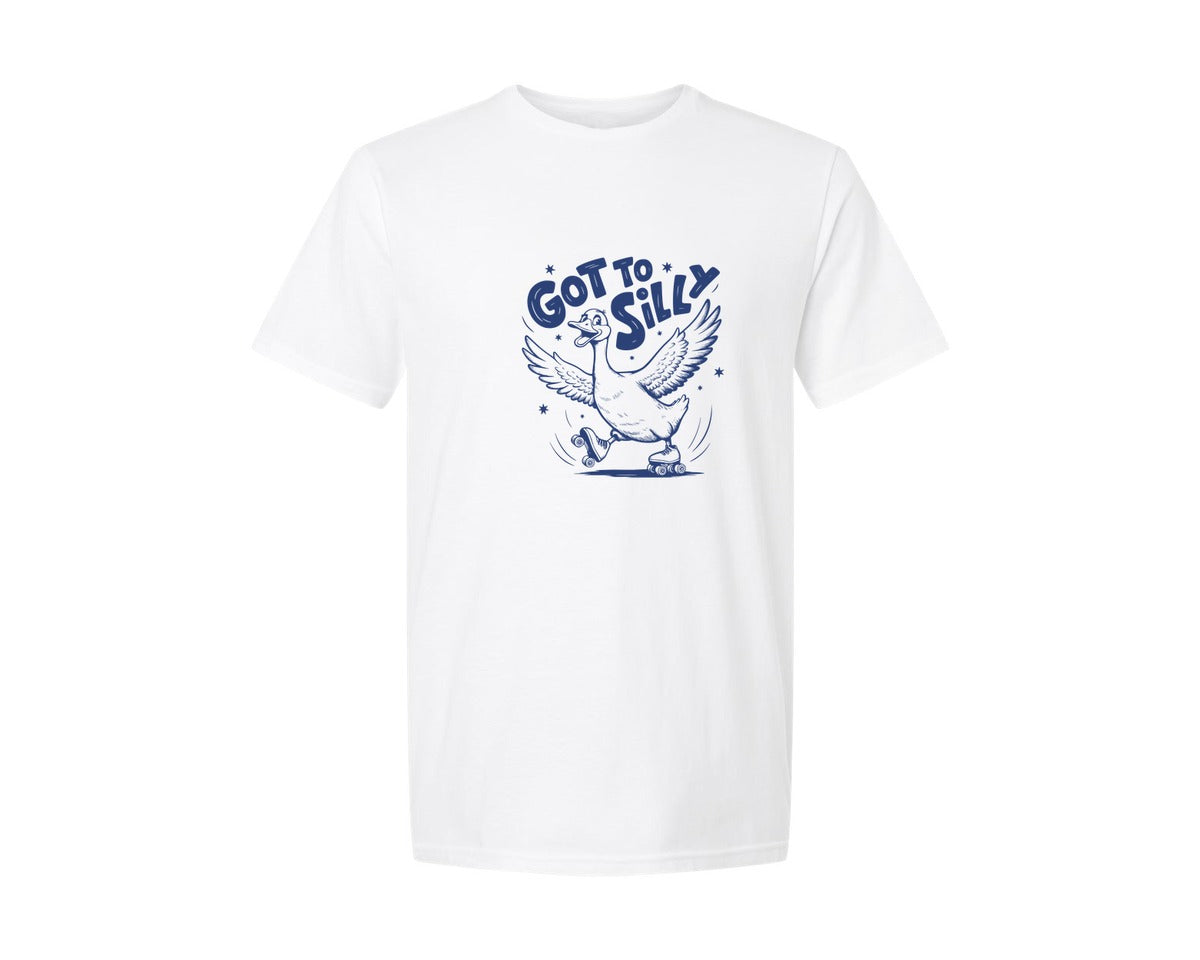brand:Generic|color:White|Funny Goose Got Too Silly Design Graphic T-Shirt