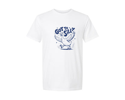 brand:Generic|color:White|Funny Goose Got Too Silly Design Graphic T-Shirt