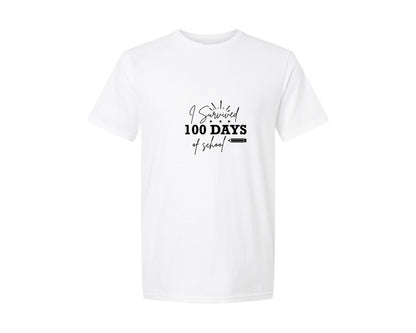 brand:Generic|color:White|I Survived 100 Days Of School 34 Graphic T-Shirt