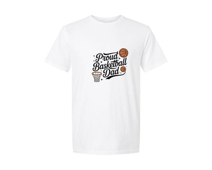 brand:Generic|color:White|Proud Basketball Dad Graphic T-Shirt
