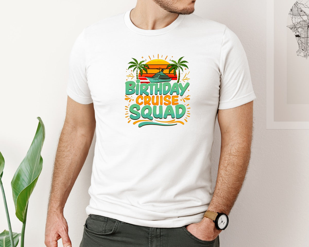 brand:Bella Canvas|color:White|Birthday Cruise Squad T Shirt Design Graphic T-Shirt