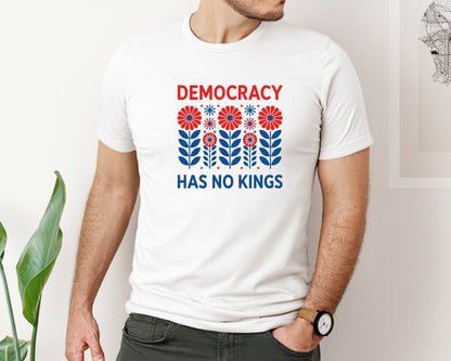 brand:Bella Canvas|color:White|Democracy Has No Kings Design Graphic T-Shirt
