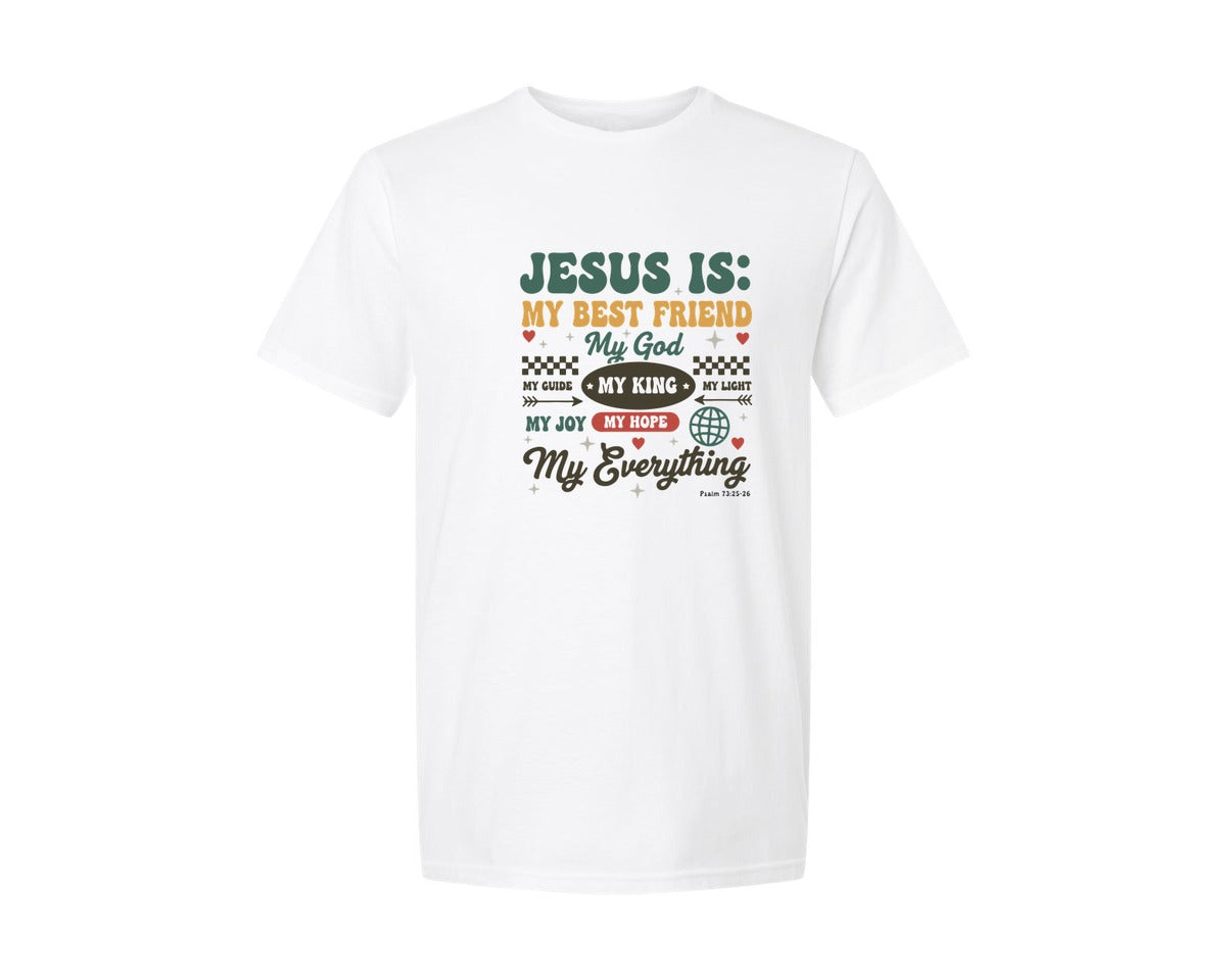 brand:Generic|color:White|Jesus Is My Everything Christian Graphic T-Shirt