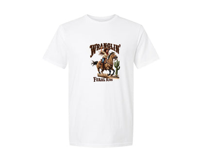 brand:Generic|color:White|Wranglin Feral Kids Western Mothers Day 2 Graphic T-Shirt