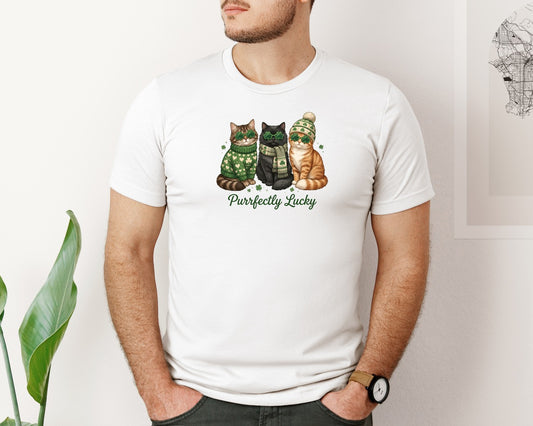 Purrfectly Lucky Cat Graphic T-Shirt