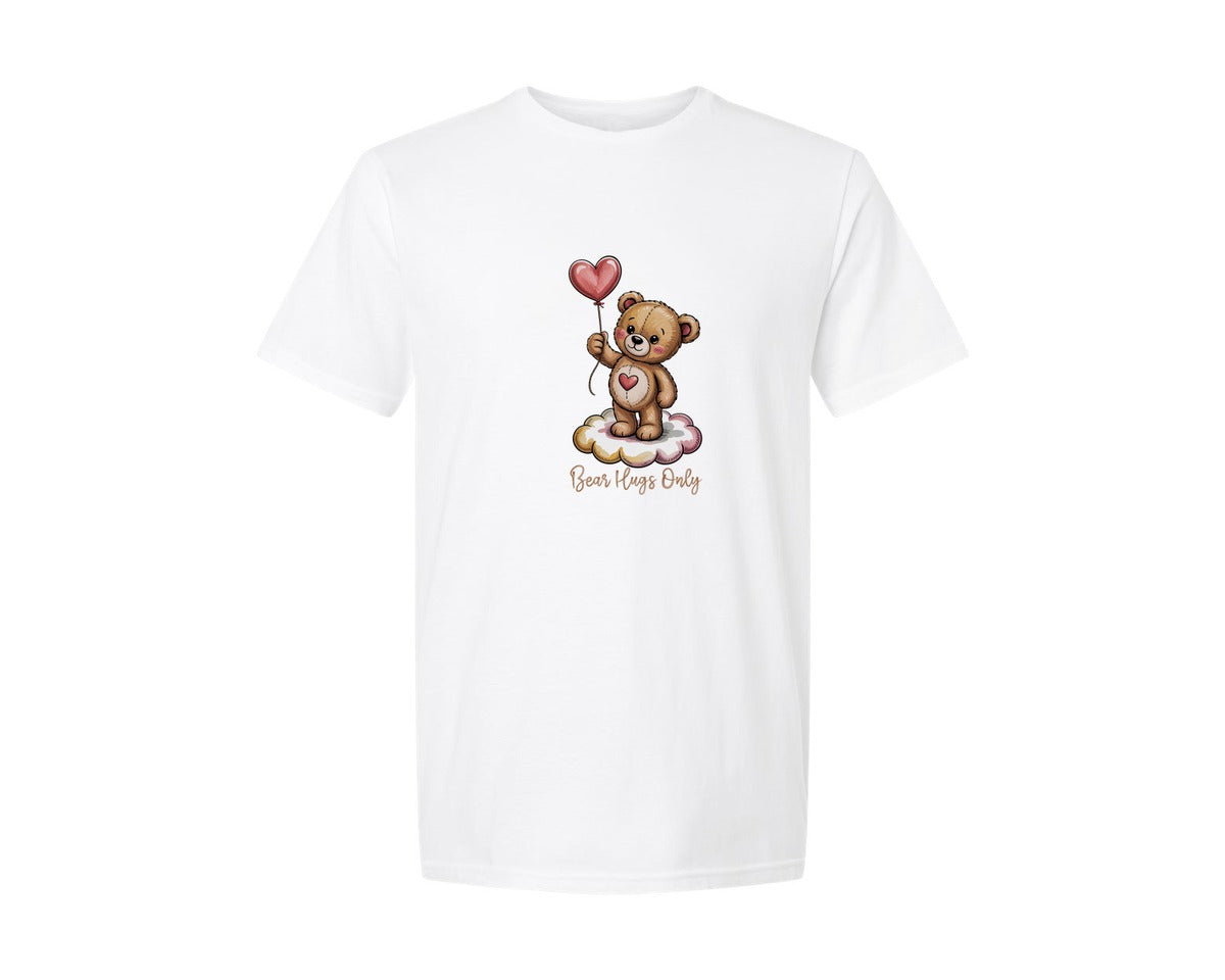 brand:Generic|color:White|Bear Hugs Only Valentine Graphic T-Shirt