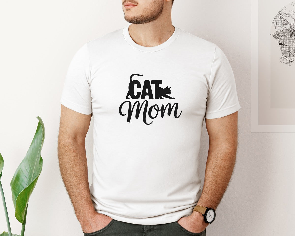 brand:Bella Canvas|color:White|Cat Mom Kitten Lover File For Cricut Graphic T-Shirt