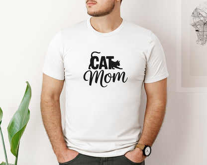 brand:Bella Canvas|color:White|Cat Mom Kitten Lover File For Cricut Graphic T-Shirt