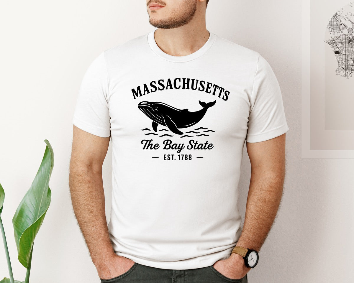 brand:Bella Canvas|color:White|Massachusetts The Bay State 2 Graphic T-Shirt