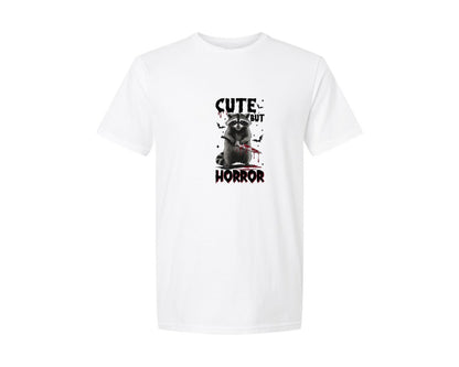 brand:Generic|color:White|Cute But Horror Raccoon Pngscary Animal Graphic T-Shirt