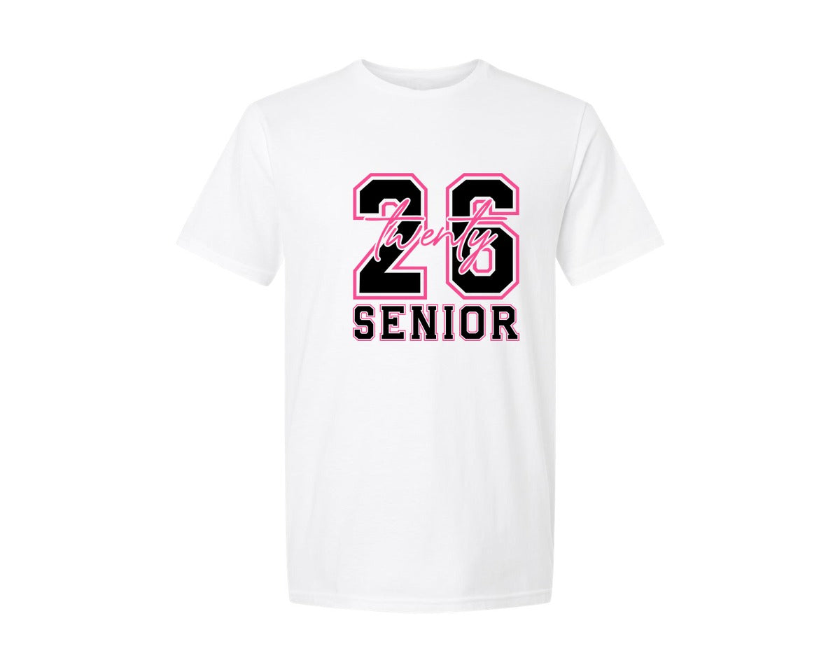 brand:Generic|color:White|Senior 2026 Senior Coquette Bow 2 Graphic T-Shirt