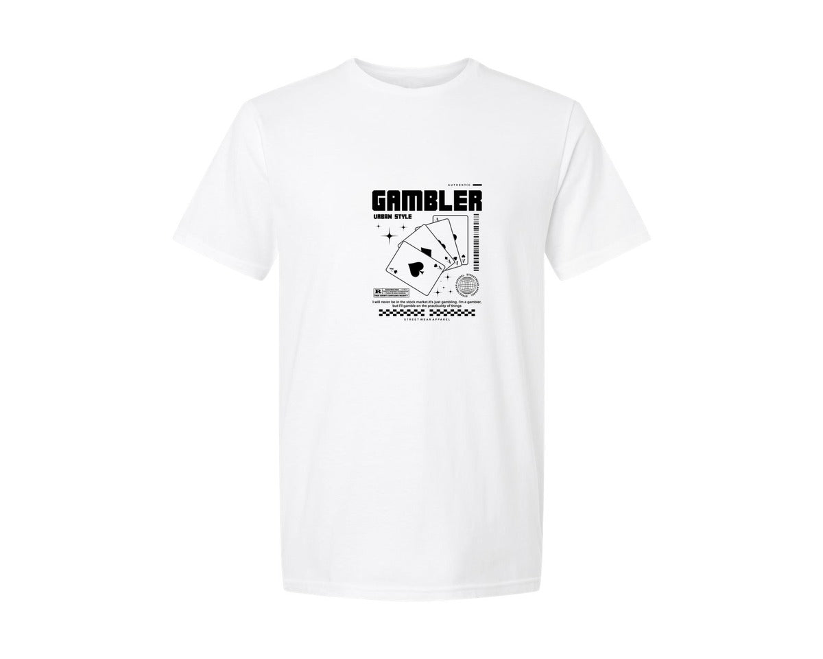brand:Generic|color:White|Poker Card Urban Streetwear Design Graphic T-Shirt