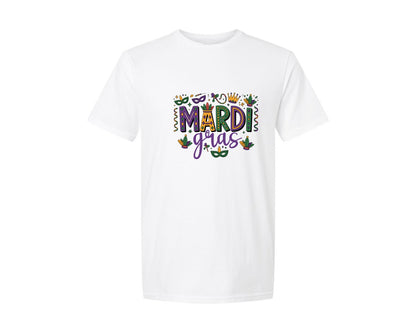 brand:Generic|color:White|Mardi Gras Preppy Mardi Gras Graphic T-Shirt