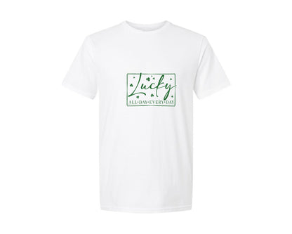 brand:Generic|color:White|Lucky All Day Every Day St Patricks 3 Graphic T-Shirt