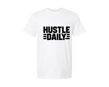 brand:Generic|color:White|Hustle Daily Motivational Typography T Graphic T-Shirt