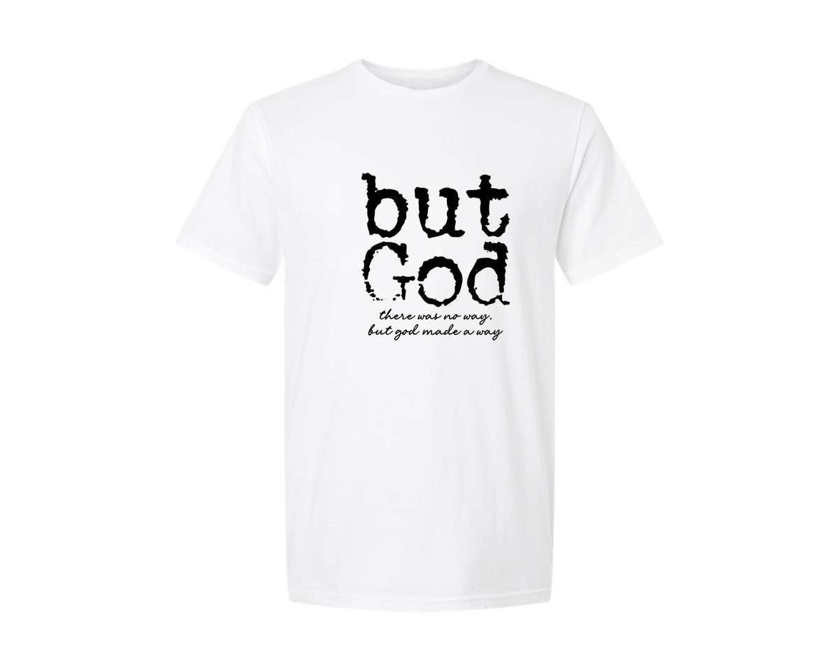 brand:Generic|color:White|But God Christian Bible Verse Graphic T-Shirt