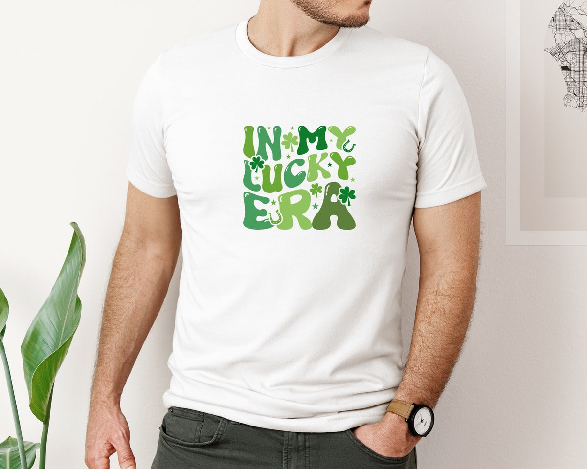 brand:Bella Canvas|color:White|St Patricks Day In My Lucky Era Shirt Graphic T-Shirt