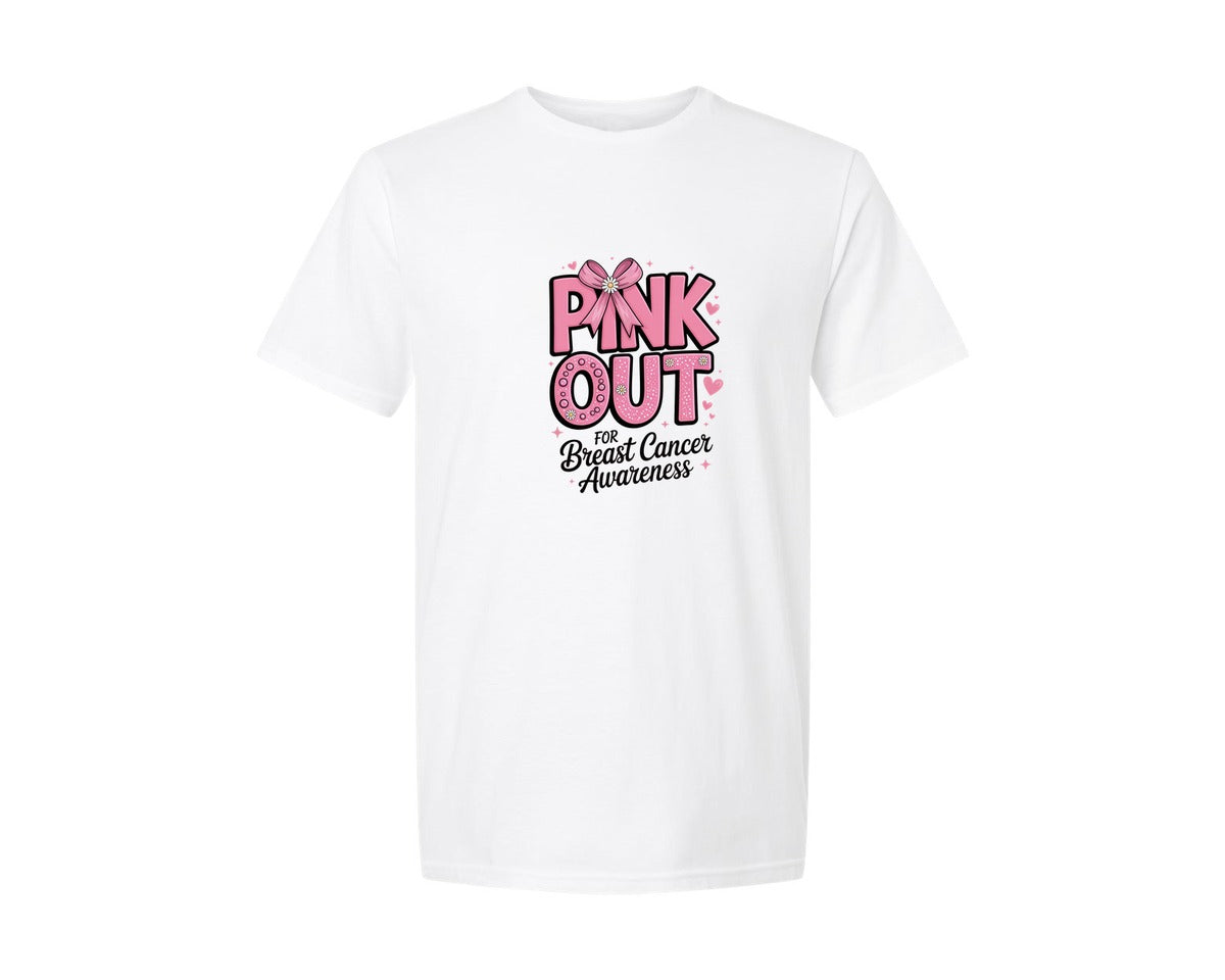 brand:Generic|color:White|Football Pink Out Breast Cancer 2 Graphic T-Shirt