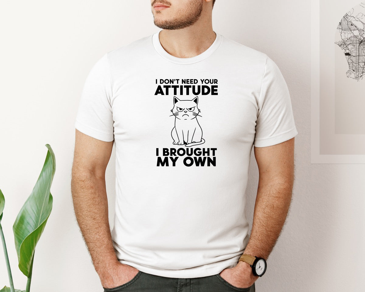 brand:Bella Canvas|color:White|Grumpy Cat Attitude Sassy Sarcasm Quote Graphic T-Shirt
