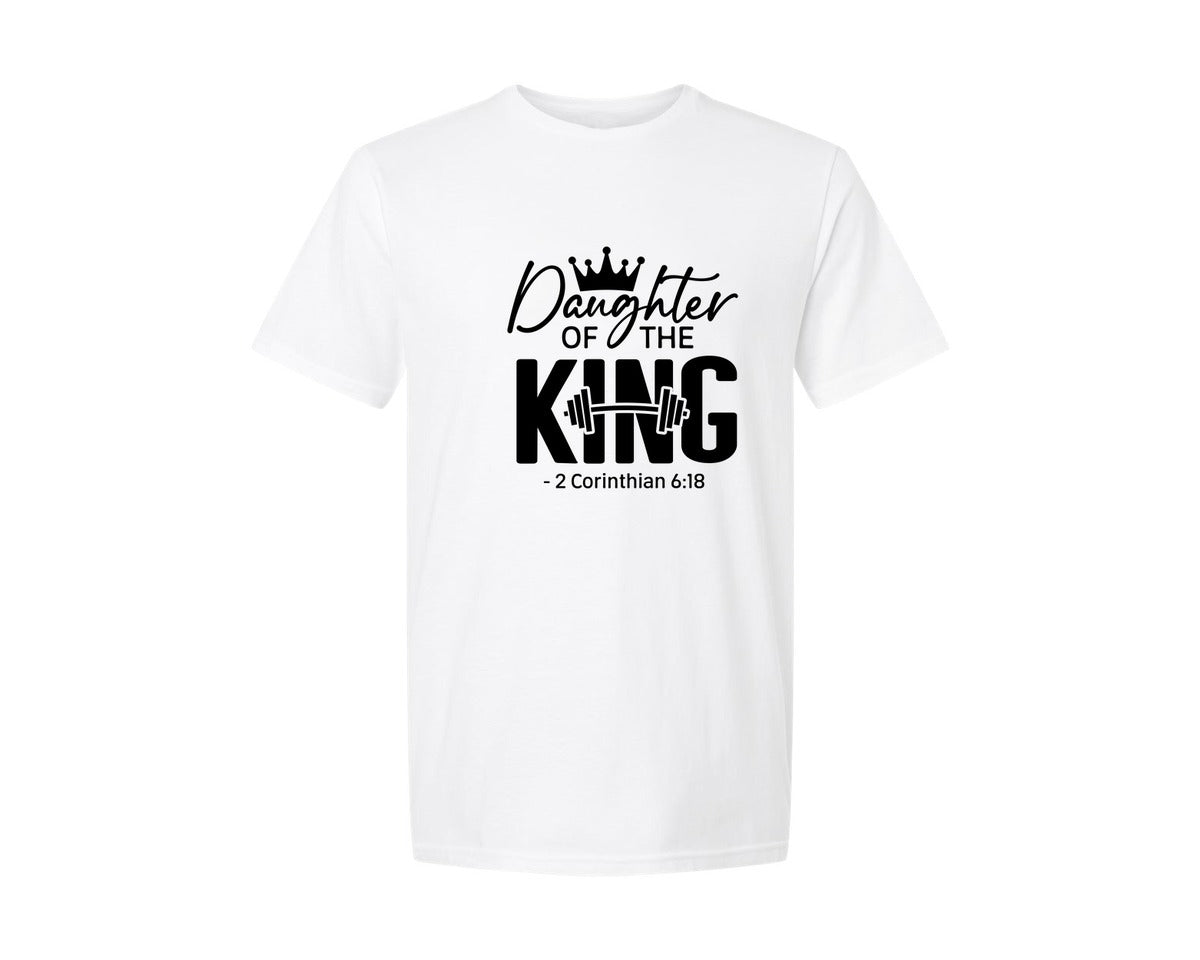 brand:Generic|color:White|Daughter Of The King Shrit Fitness Graphic T-Shirt