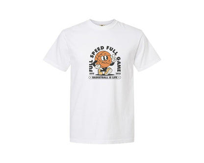 brand:Comfort Colors|color:White|Retro Basketball Cartoon Character Graphic T-Shirt
