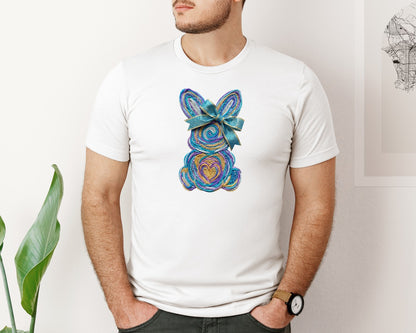 brand:Bella Canvas|color:White|Faux Yarn Easter Bunny Crochet Graphic T-Shirt