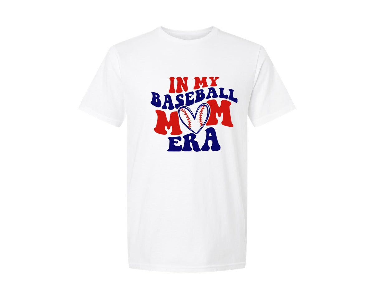 brand:Generic|color:White|In My Baseball Mom Era 6 Graphic T-Shirt