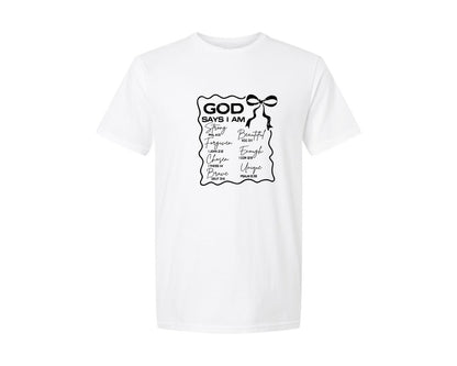 brand:Generic|color:White|God Says I Am Coquette Christian Graphic T-Shirt