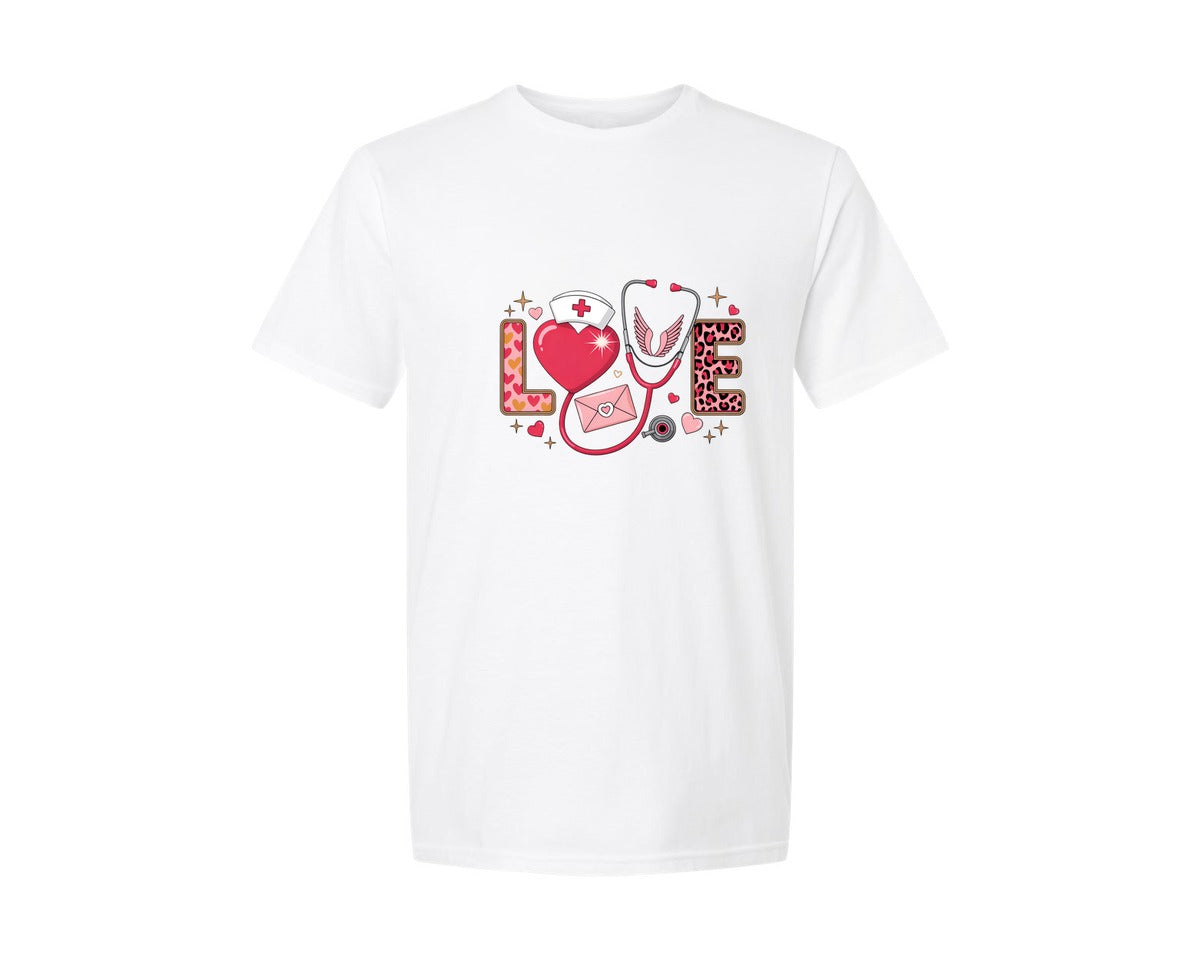 brand:Generic|color:White|Nurse Valentine Nursing Rn Nurse Graphic T-Shirt