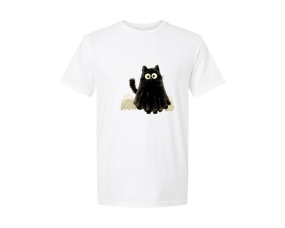 brand:Generic|color:White|Halloween Ghost And Cat 22 Graphic T-Shirt
