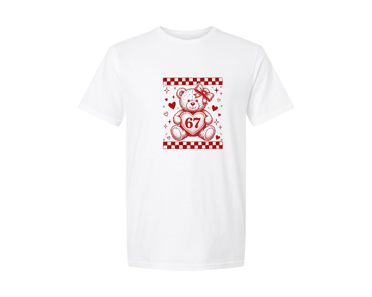 brand:Generic|color:White|Vintage Teddy Bear 67 Valentine Graphic T-Shirt