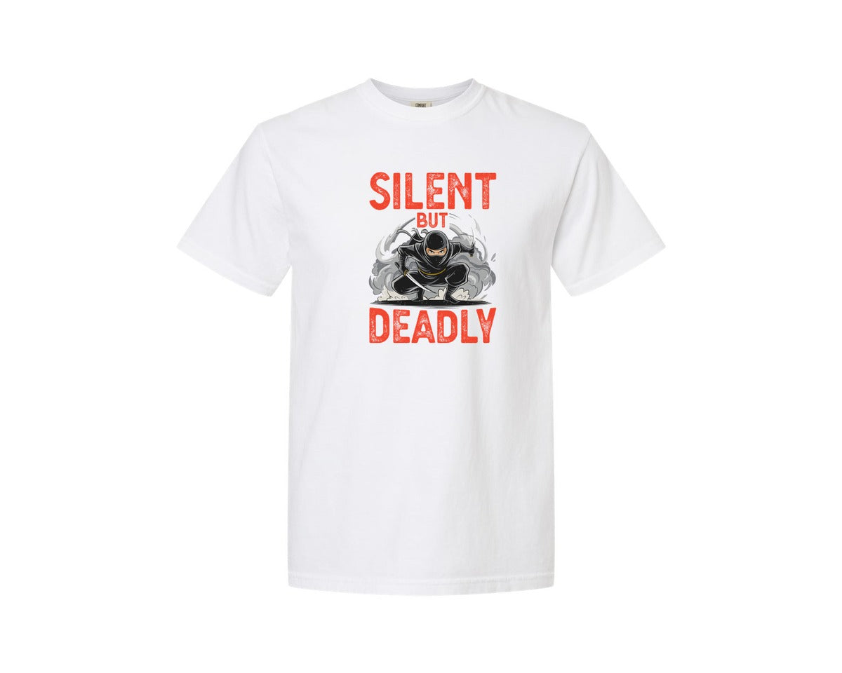 brand:Comfort Colors|color:White|Silent But Deadly T Shirt Graphic T-Shirt