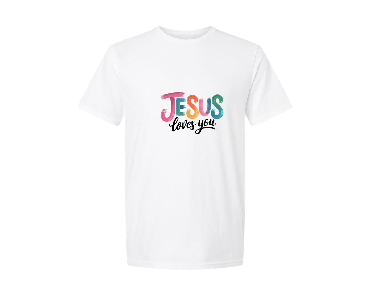brand:Generic|color:White|Christian Jesus Loves You T Shirt Graphic T-Shirt