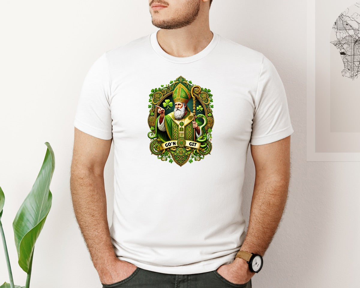 brand:Bella Canvas|color:White|St Patricks Day Saint Patrick Graphic T-Shirt
