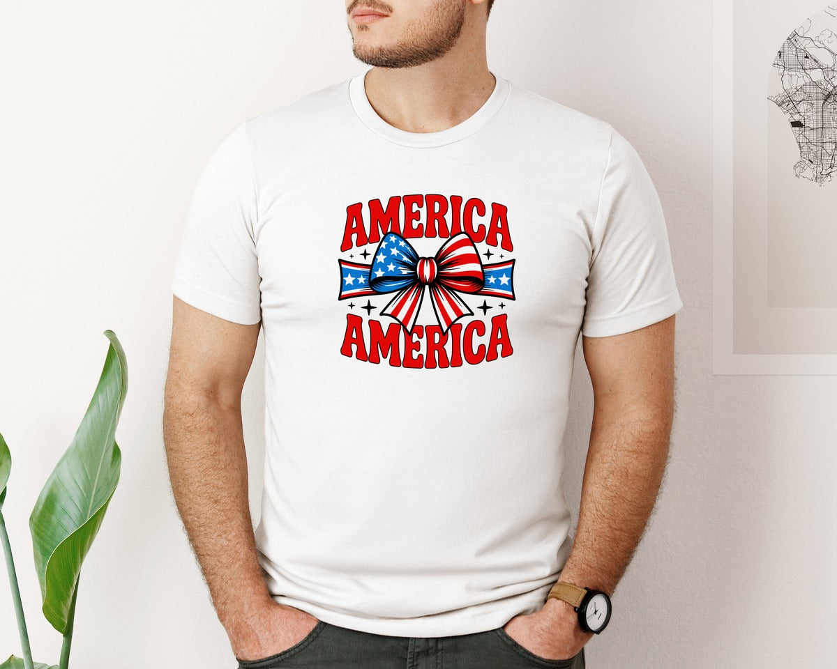 brand:Bella Canvas|color:White|Coquette American Flag 4Th Of July Graphic T-Shirt