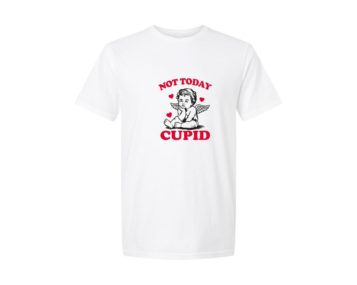 brand:Generic|color:White|Funny Valentines Day Not Today Cupid 3 Graphic T-Shirt