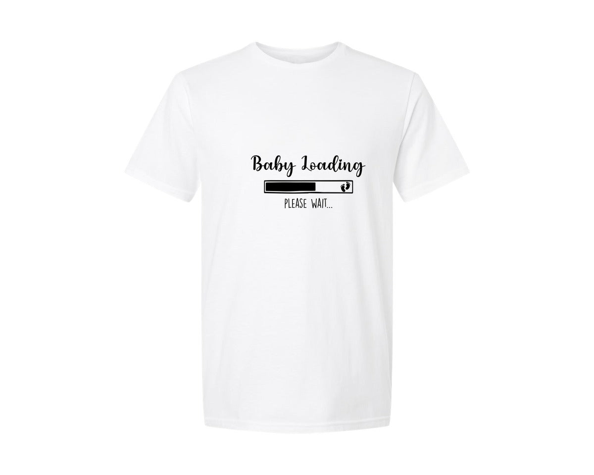 brand:Generic|color:White|Baby Loading Pregnant Designs Graphic T-Shirt
