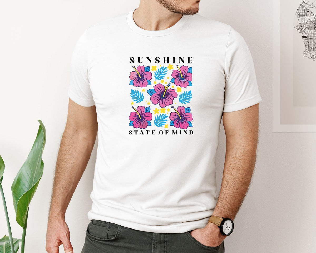 brand:Bella Canvas|color:White|Sunshine State Of Mind Summer Graphic T-Shirt