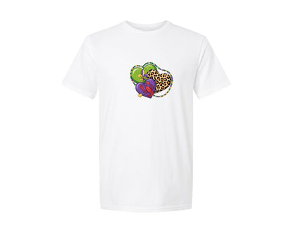 brand:Generic|color:White|Leopard Mardi Gras Hearts Graphic T-Shirt