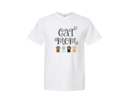 brand:Comfort Colors|color:White|Cat Mom Cute Crazy Cat Lady Quote 2 Graphic T-Shirt