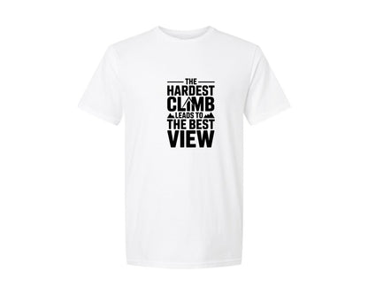 brand:Generic|color:White|The Hardest Climb Inspirational Graphic T-Shirt