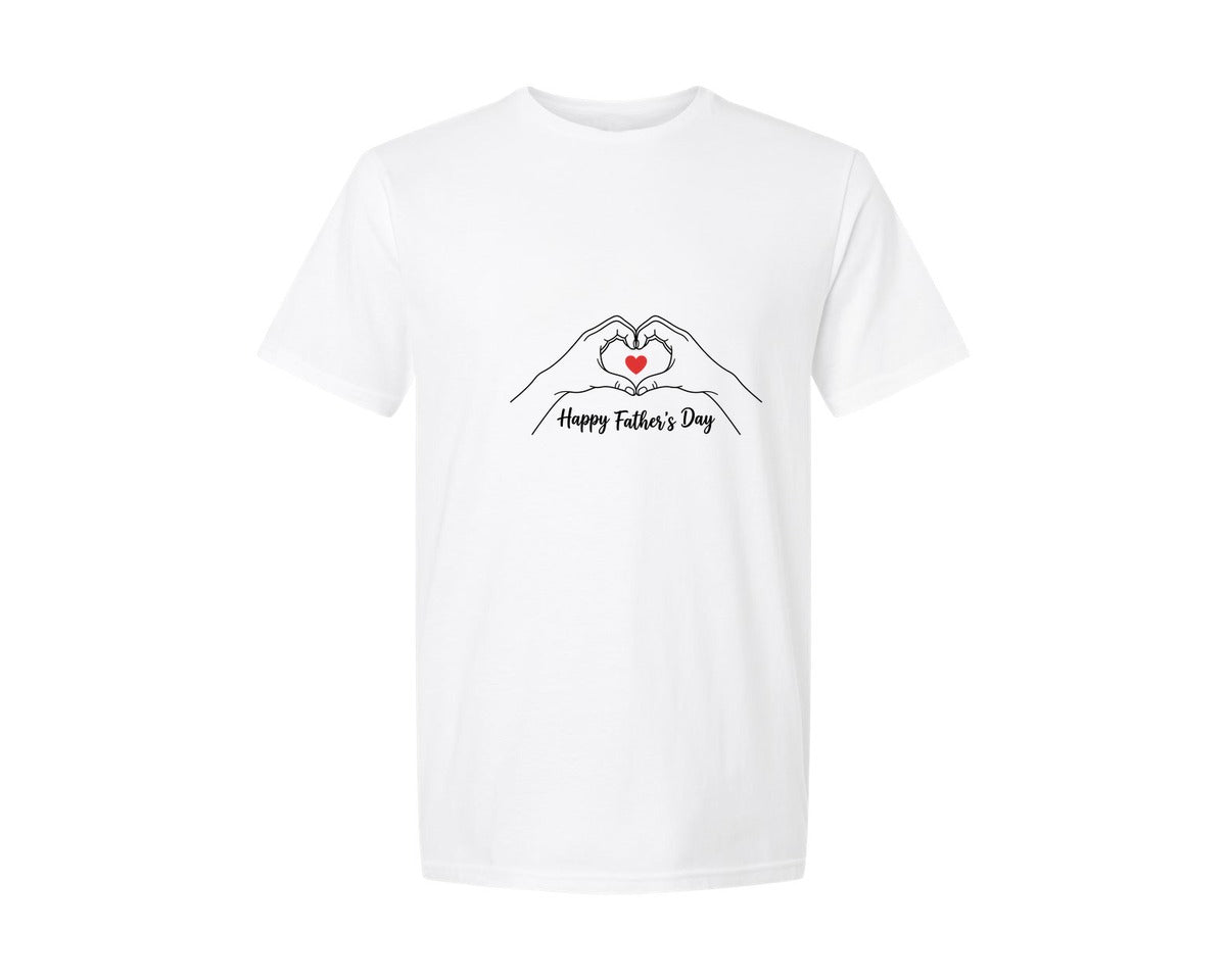 brand:Generic|color:White|Happy Fathers Day Love Hands Graphic T-Shirt