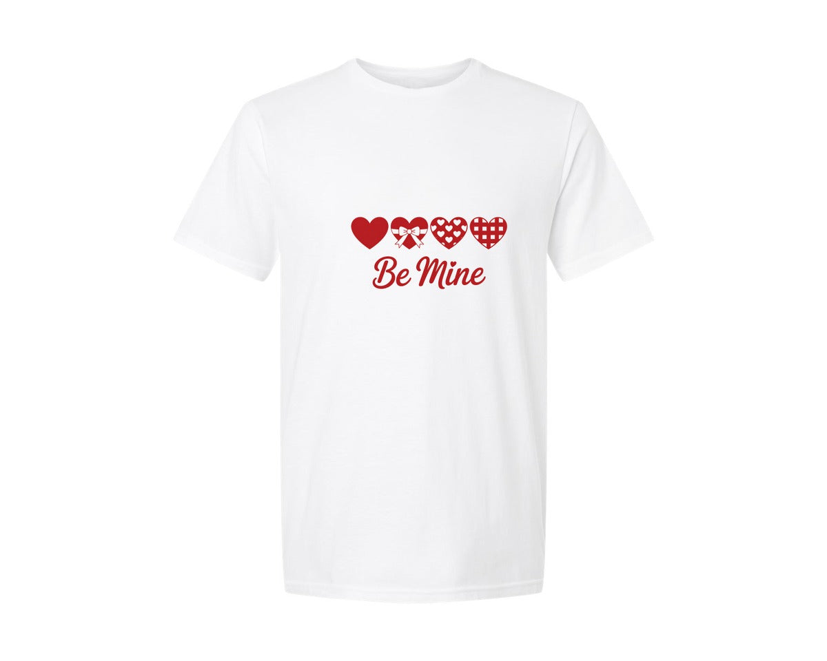 brand:Generic|color:White|Be Mine Valentines Day 9 Graphic T-Shirt