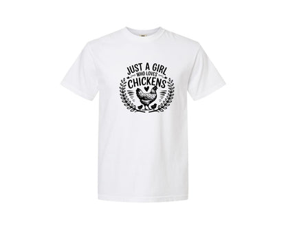brand:Comfort Colors|color:White|Just A Girl Who Loves Chickens T Shirt D Graphic T-Shirt