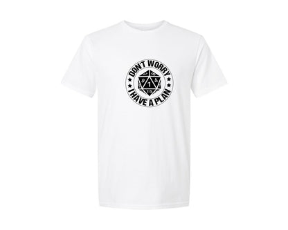 brand:Generic|color:White|I Have A Plan D20 Dice Dungeon Gamer Graphic T-Shirt